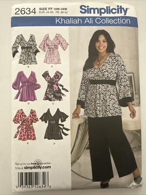 Simplicity Sewing Pattern 2634 Pullover Top Size 18W-24W Khaliah Ali UNCUT