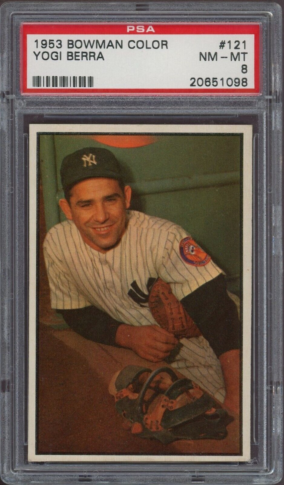 1953 Color Bowman #121 Yogi Berra PSA 8