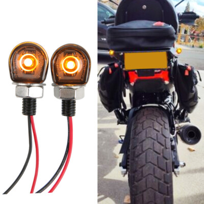 2x Mini LED Turn Signals Amber Blinker Light For Ducati Scrambler