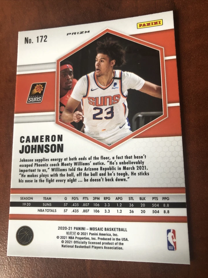 Cameron Johnson Gold Waive Prizm 2020-21 Panini mosaic. No. 172 - Image 2 of 2