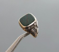 Vintage Gold Bloodstone Sterling Silver Ring ...