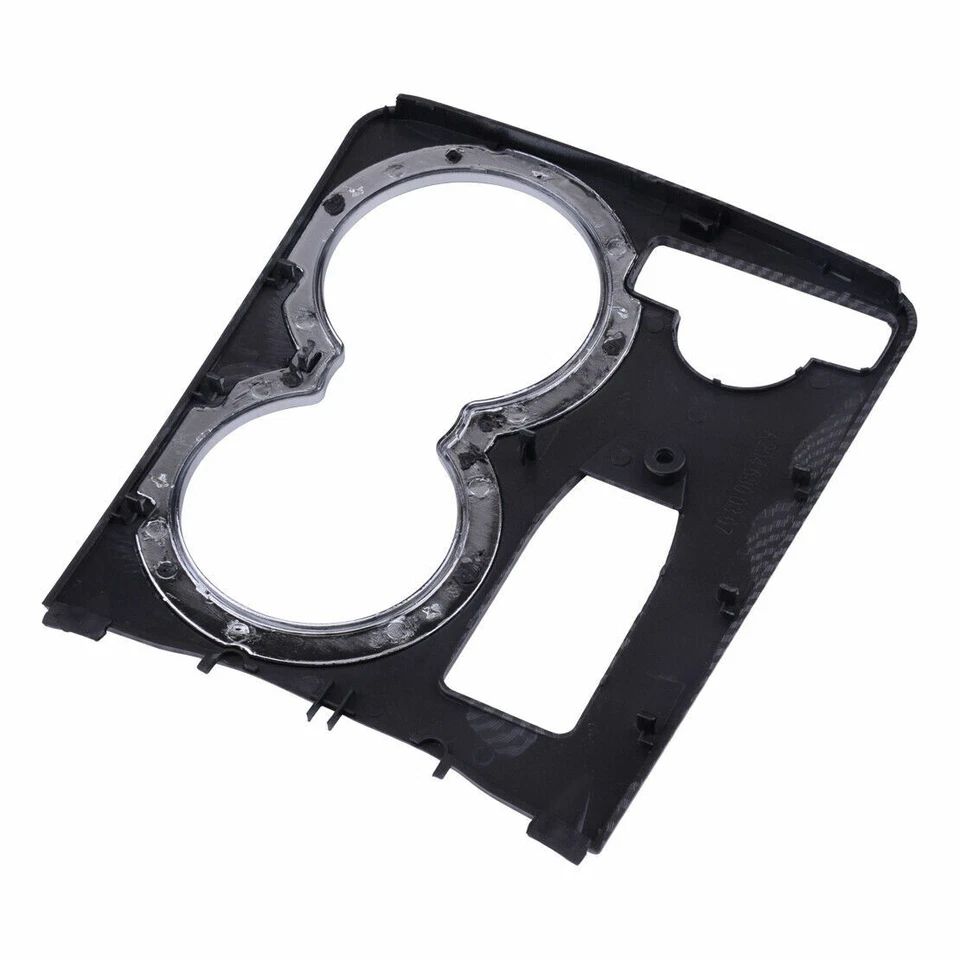 Cubierta de borde de portavasos de consola central de fibra de carbono para Benz W204 Clase C 2008-14 Foto 2 de 4