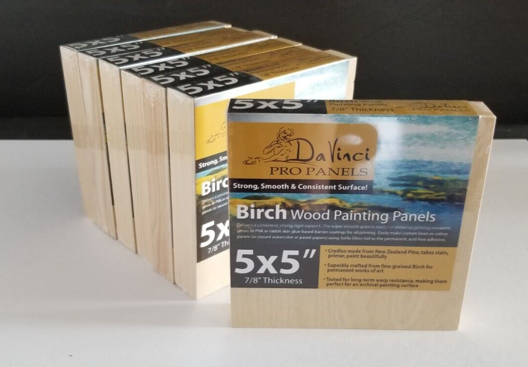 Lot of 7 Da Vinci Pro Birch Wood Painting Panel 5"x5" x 7/8" eBay