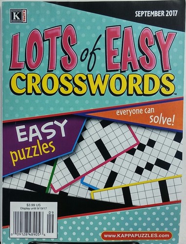 Kappa Lots Of Easy Crosswords September 2017 Easy Puzzles FREE SHIPPING 