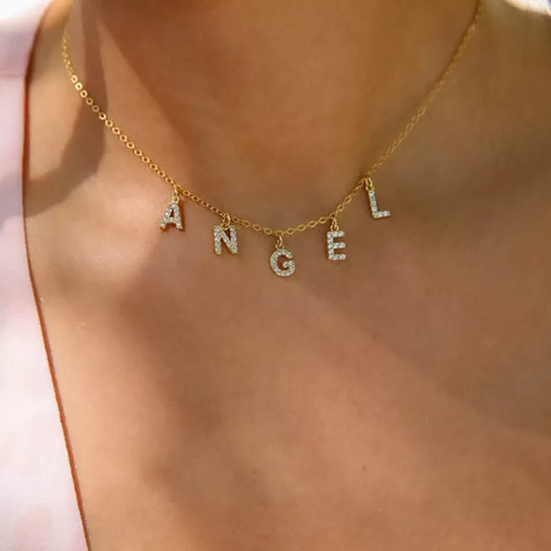 Name necklace crystal best sale