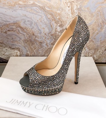 くるみ‼️ Rare Jimmy Choo Kendall Multicolor Crystal Peep Toe Pump
