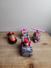 Lot of 4 Paw Patrol Vehicles Marshall Zuma Skye Helicopter Cars