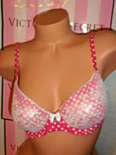 Victoria's Secret Body by Victoria lined demi bra polka dot lace shimmer 32D