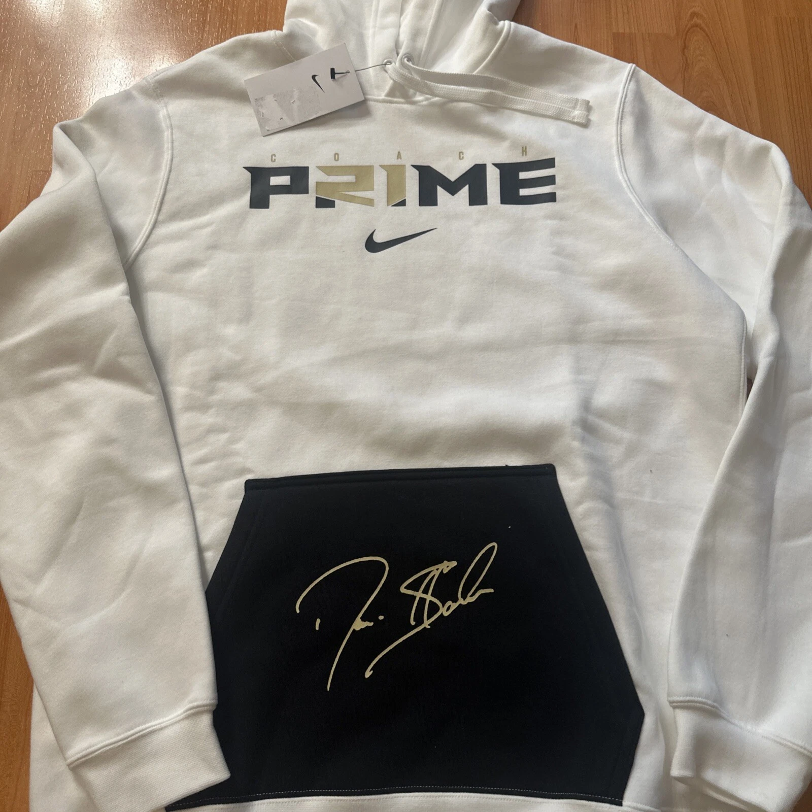 Felpa con cappuccio pullover Nike uomo Coach Prime Deion Sanders 2.0 bianca taglia M