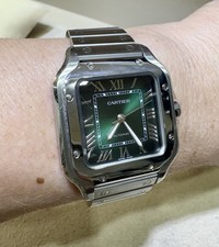 Cartier Santos De Cartier S/S Green Dial Medium Size Watch 4075