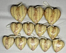 Victorian Heart Christmas Ornaments 12 Decoupage Angel Cherub Made in Taiwan