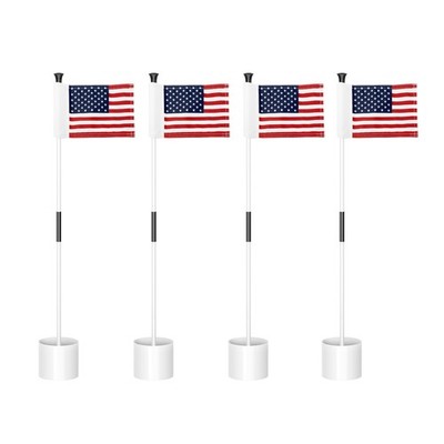 Kingtop American Golf Flagstick 3 Feet Double Side USA Flag 4 Pack