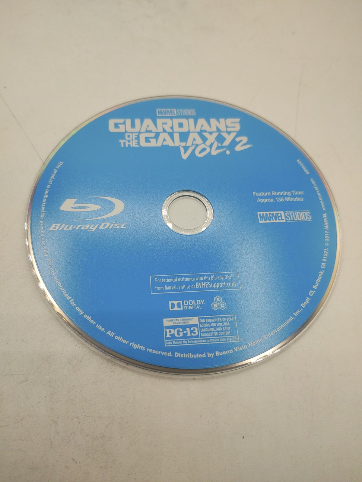 Guardians of the Galaxy Vol. 2 Blu - ray 2017 Marvel Studios PG - 13
