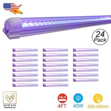 24 Pack 48" LED Black Light UV Bar 4FT Tube 40W DJ Club Stage Ceiling Lighting