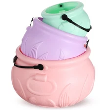 3 Pcs Pastel Halloween Large Cauldron Pink Green and Purple Cauldron Pot with...