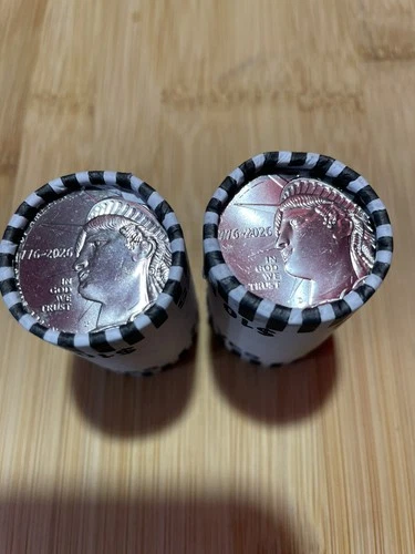 2 Rolls (40 Coins) 2026 P & D Half Dollar rolls BU in Original Bank Wrapper