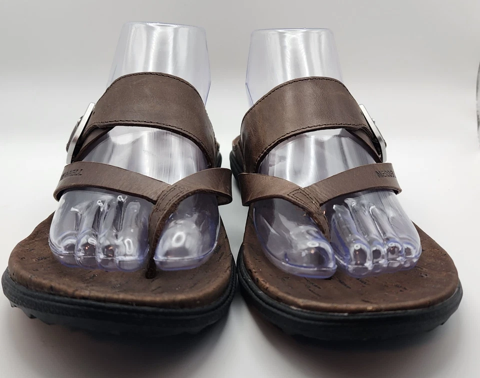 Sandalias Merrell Around Town Luxe para mujer 7 cuero marrón tanga cuero J03730 Foto 2 de 4