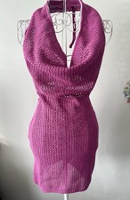 ASOS HOT PINK KNITTED DRESS AND BRA TOP IN SIZE 10 - NEW IN BAG