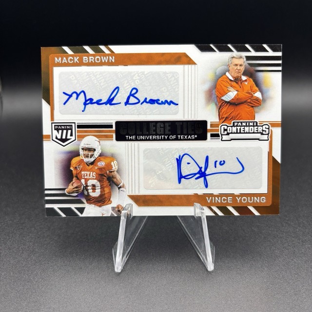 2025 Panini NIL Contenders Mack Brown Vince Young Dual Auto Autograph SSP Texas