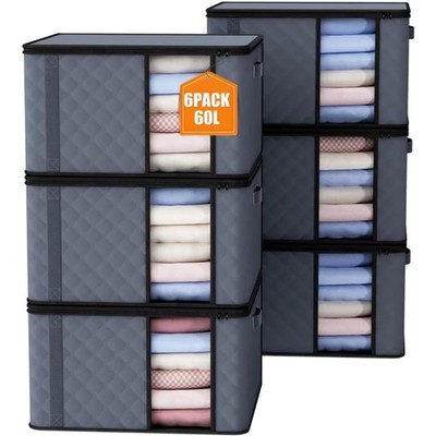 Aufbewahrungstaschen Set 6 Stück 60L Faltbar Kleidersack Bettdecken Organizer