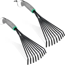 2 Pcs Gardening Hand Rake Stainless Steel Hand Tiller Small Garden Rake for Gard