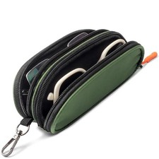 Double Eyeglasses Case Soft Portable Zipper Sunglasses Pouch with Army Green