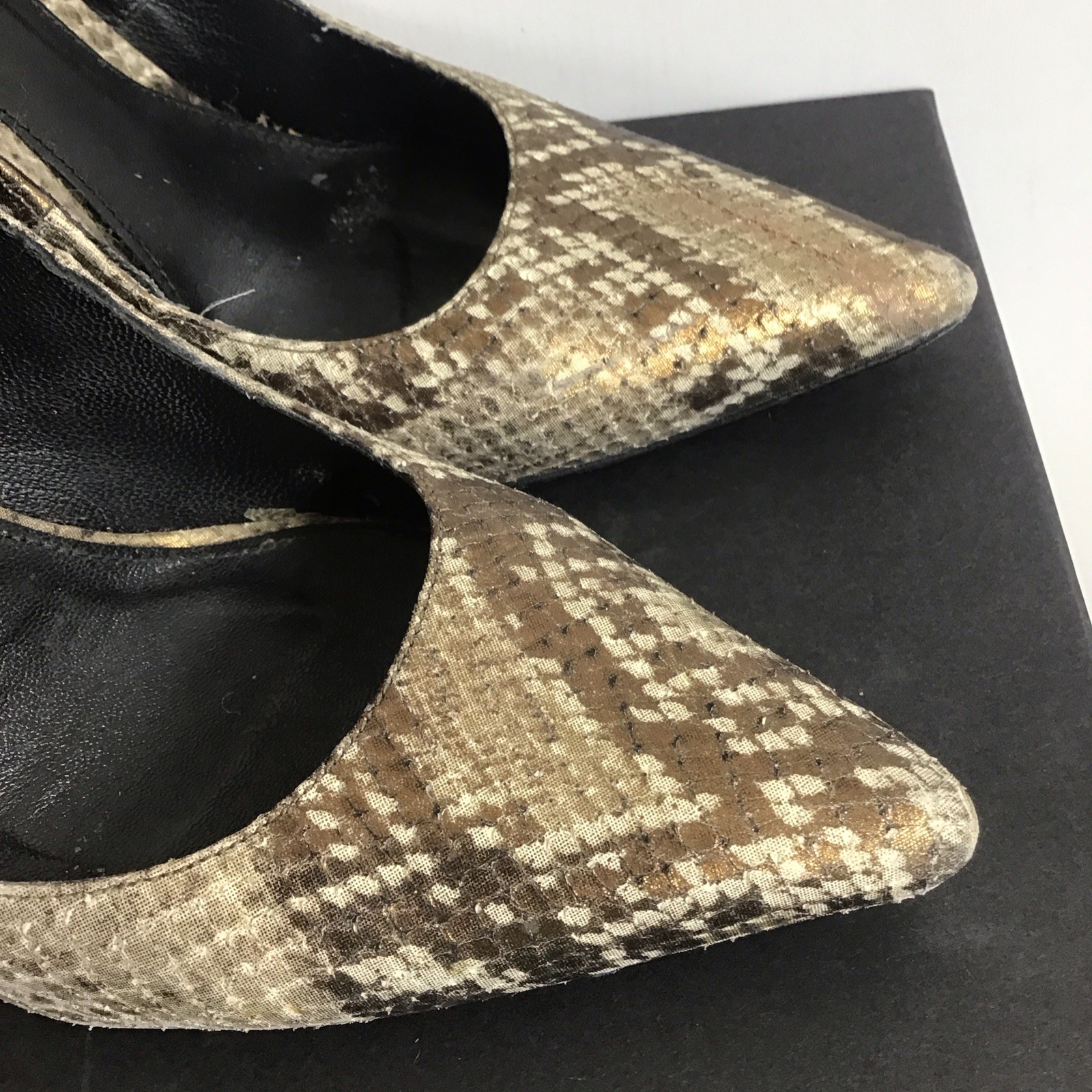 Elyse Walker Sable Met Bronze Python Leather Prin… - image 4