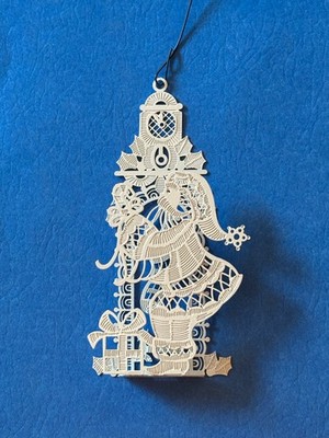 Vintage Winterlace By Tamerlane 1983 Santa, white Christmas Tree Ornament