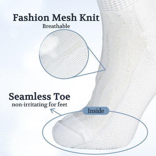 +MD Diabetic Socks for Men Women-6 Pairs Ankle Non-Binding Extra Wide, Seamle... - Picture 3 of 6