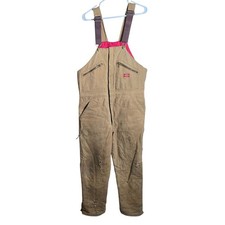 Dickies Insulated Bib Overalls L Quilt Lined Duck Brown Distressed Unisex