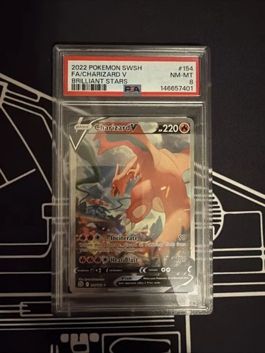 Charizard v 154/172 PSA 8 card - Pokemon - Mint / NM - Brilliant Stars
