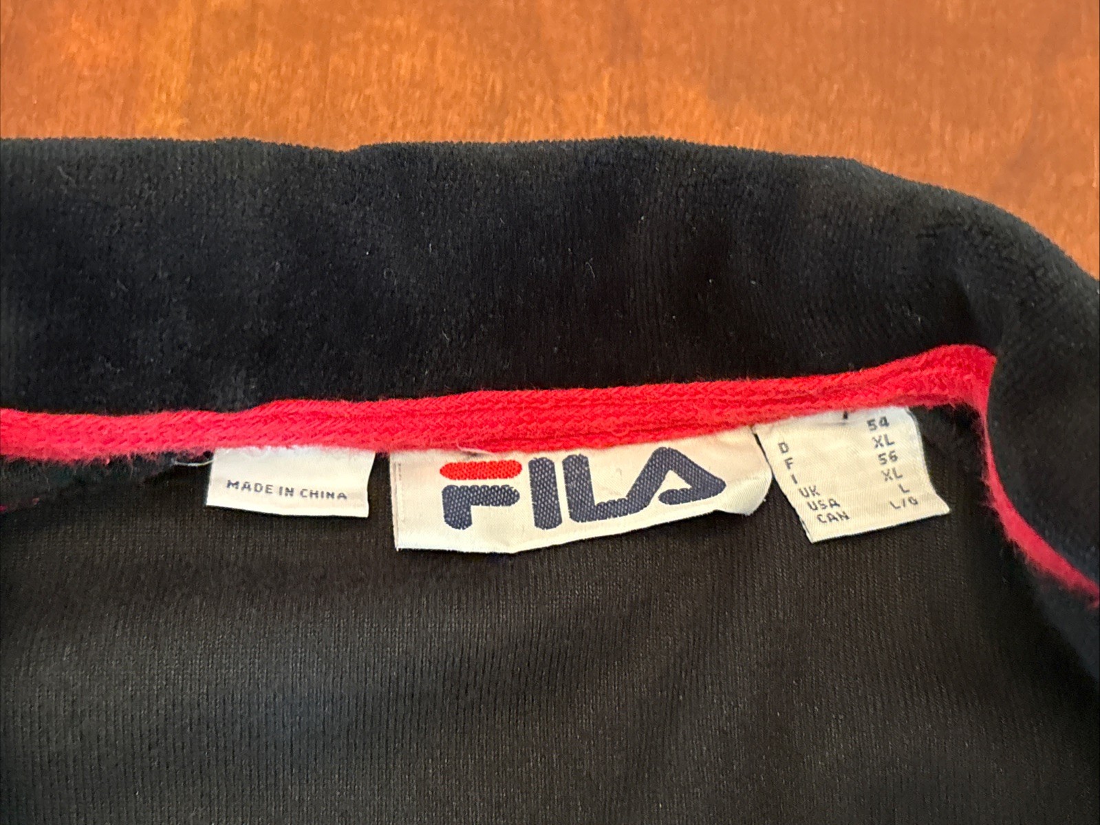 giacca felpa velluto morbido fila vintage anni 90 pista taglia L nero rosso bianco zip