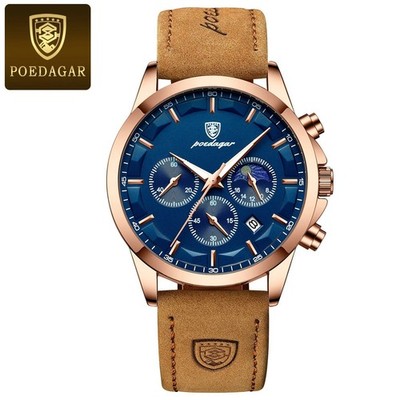 Herren Chronograph Armbanduhr - Leder Uhr Männer