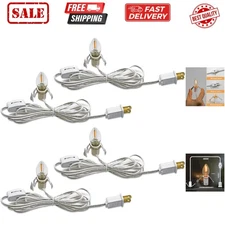 C7 Accessory Cord with C7 Led Light Bulb Candelabra-Base E12 Socket, White Co...