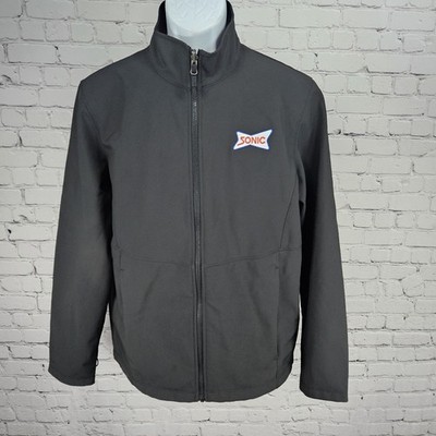 Sonic Black Fleece Lined Logo Employee Uniform Zip Pockets Jacket Medium M