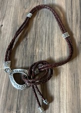 Vintage Women s Hip Belt Braided Brown Leather Silver Fringe Western Boho