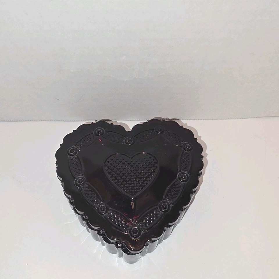Vintage 1876 Cape Cod Collection Avon Ruby Red Glass Heart Shape ...