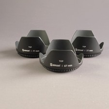 3 Sensei Plastic Lens Hoods Screw In Fit For 67mm  77mm Threaded Lenses