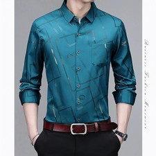 Camisa De Manga Larga Con Botones Para Hombre Ropa De Vestir Marca Lujo Elegante
