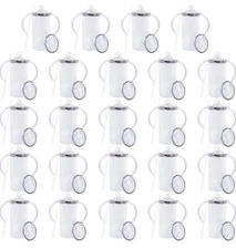 24 Pack of 12 oz Sublimation Sippy Cup Blank w/Handles Straight Tumblers & Straw