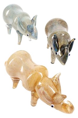 Silver Fumed Color Changing Glass Rhino Hand Pipe