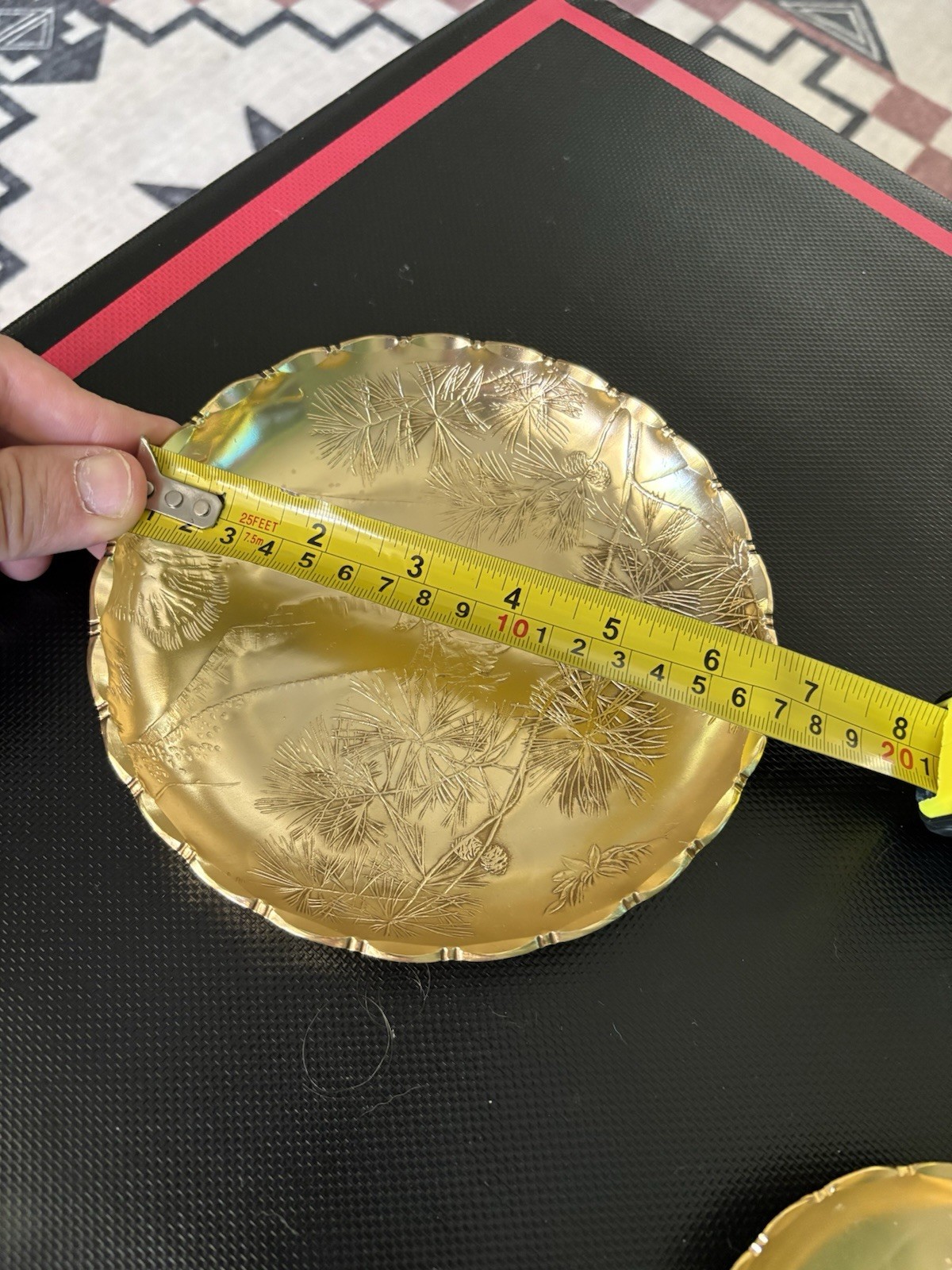 Arthur Armour Gold Aluminum Tray Art Deco Hammered Design. 2 Pieces