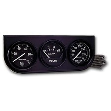 Autometer 2in Black Mech Gauge Pnl 3-gauge Oilvoltwater- 2397