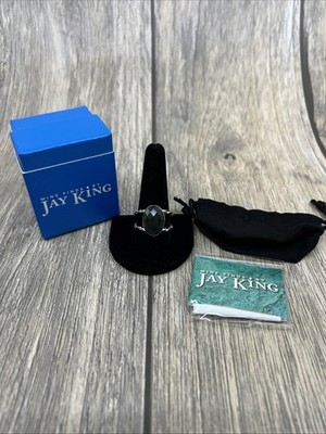 Jay King ovaler facettierter Nephrit Jade Sterlingsilber Ring Größe 11 neu mit Etikett