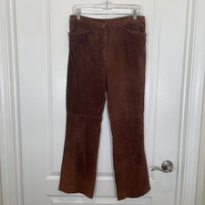 Lauren Ralph Lauren Suede Leather Pants Vintage Y2K Brown Straight Leg Jeans 8