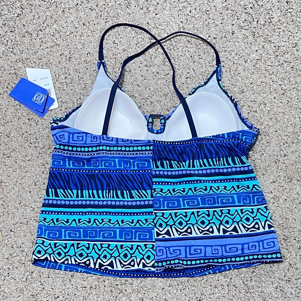 Speedo Tankini Badeanzug Oberteil Damen 18 blau grün integrierter BH Neu mit Etikett - Bild 2 von 4