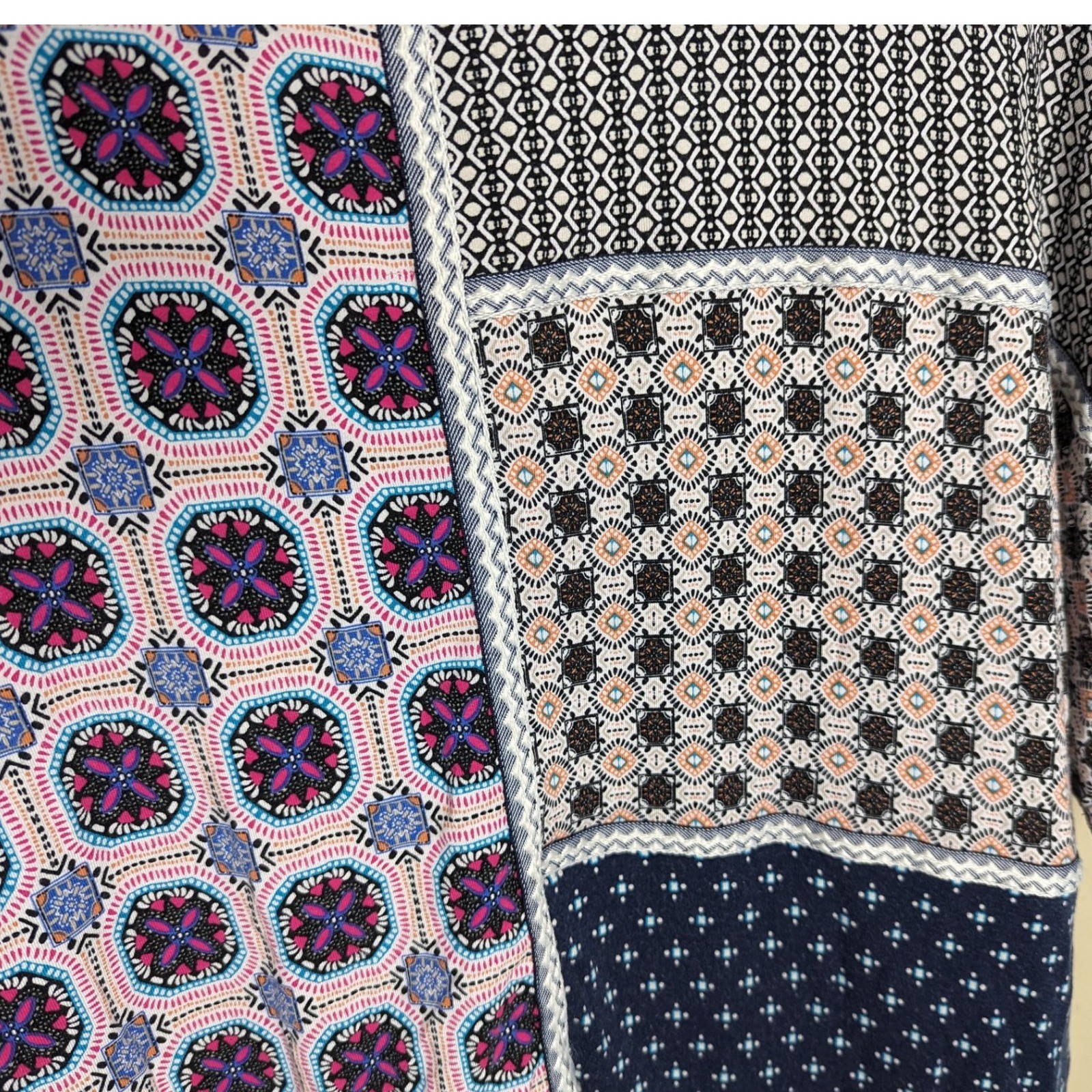 Chico's Patchwork Boho Print Top Short Sleeve Tun… - image 3