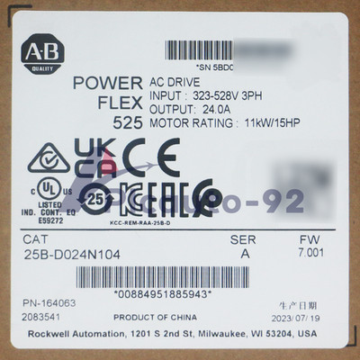 New Allen-Bradley 25B-D024N104 PowerFlex 525 11kW (15Hp) AC Drive Variable