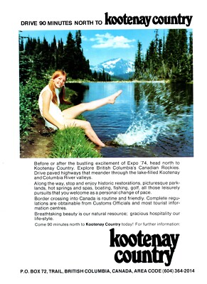 PRINT AD, 1974 Kootenay Country British Columbia Canada 70's Lake Side Expo '74