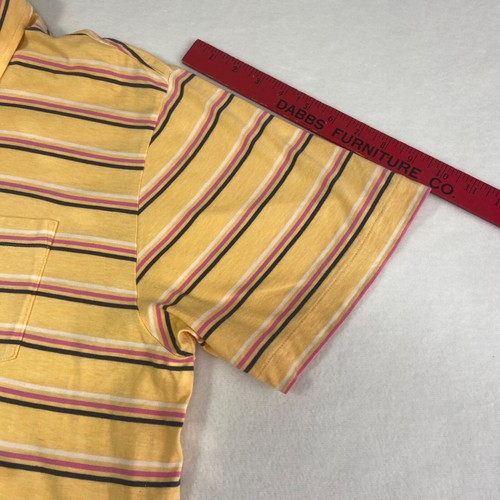 Patagonia Mens XL Polo Shirt Yellow With Pink And White Stripes Vintage VTG - Picture 5 of 6